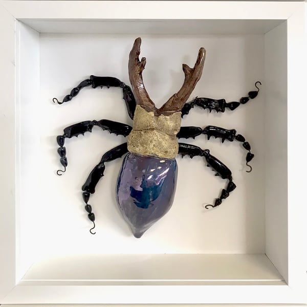 Ceramic Porcelain Bug Horned Beetle - Arnold