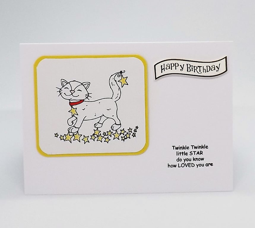 Twinkle Little cat Birthday Card