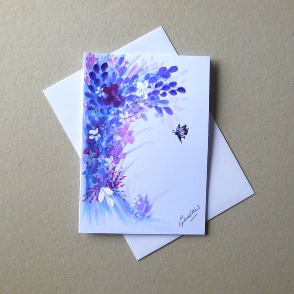 hand painted fantasy butterfly greetings card ( ref FA 141 B2 )