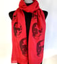 Skull Scarf Gothic Punk Fashion Accessory. Red. Lightweight
