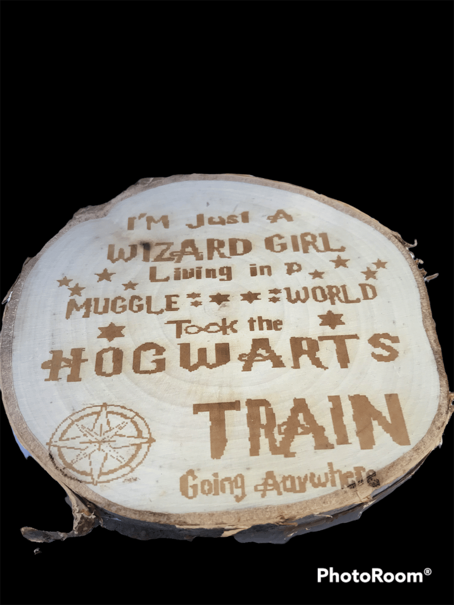 Just a Wizard Girl Log Slice