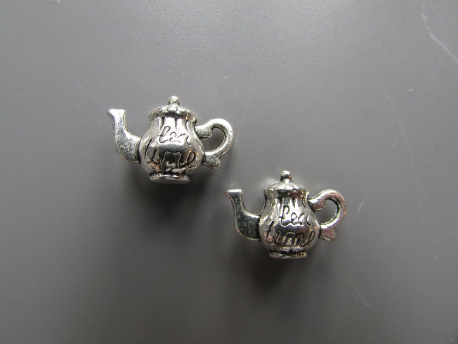 Silver Teapot Tibetan Jewellery Charm x 2