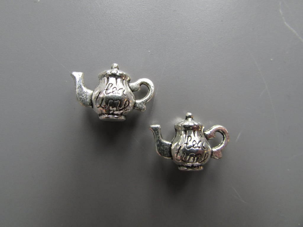 Silver Teapot Tibetan Jewellery Charm x 2