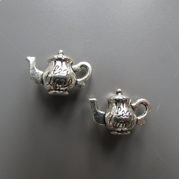 Silver Teapot Tibetan Jewellery Charm x 2