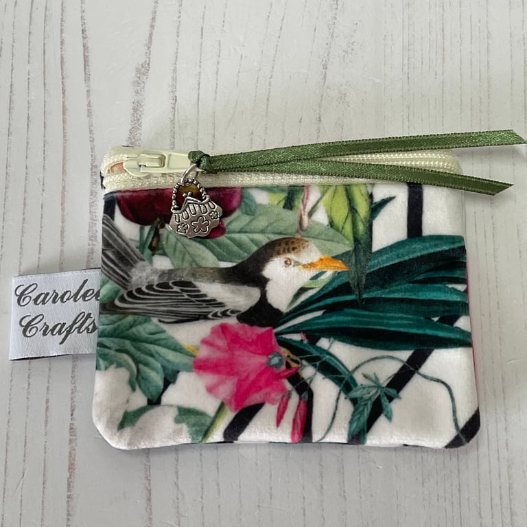 Velvet coin purse, Tropical Bird by Carolee Crafts  PB5 - 0006