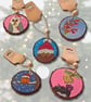Hand Painted Natural Wood Christmas Decorations - 10 designs to choose from