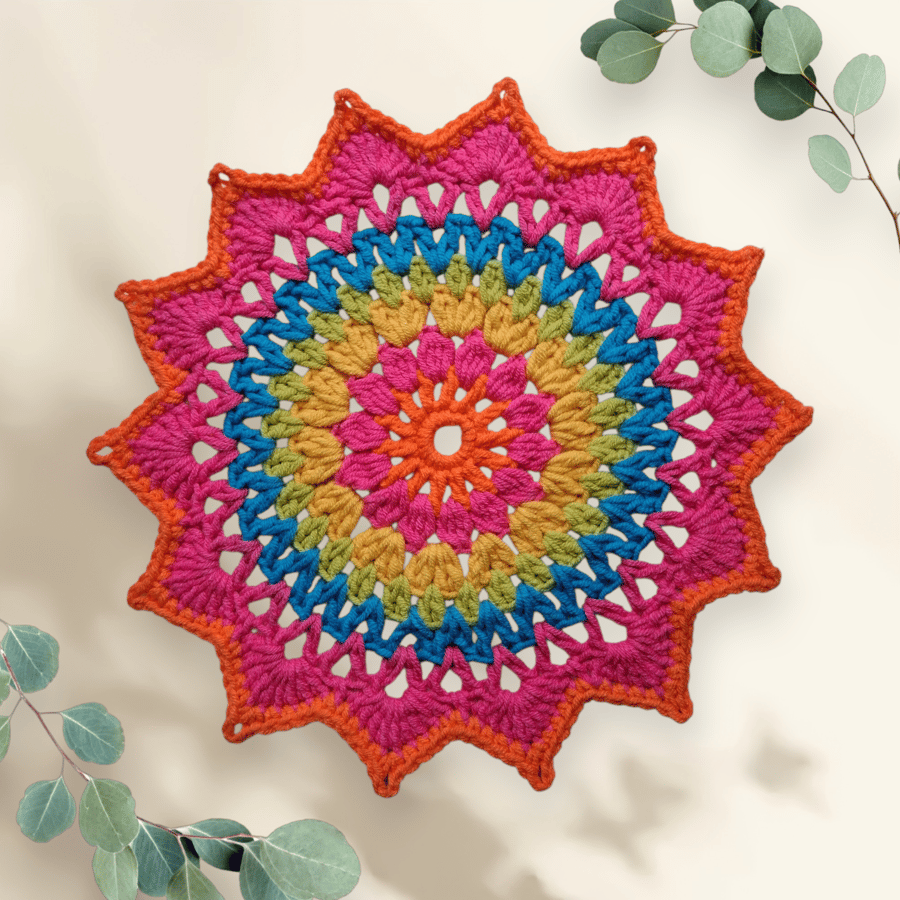 colourful crochet mandala doily