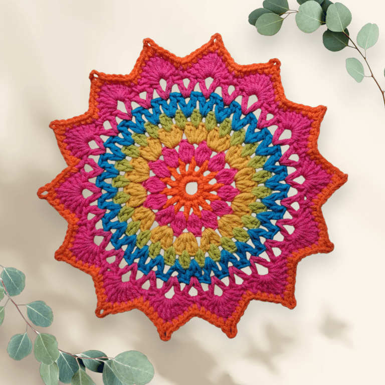 colourful crochet mandala doily