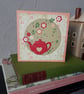 Handmade blank card, keepsake with red teapot and flowers - Image 2