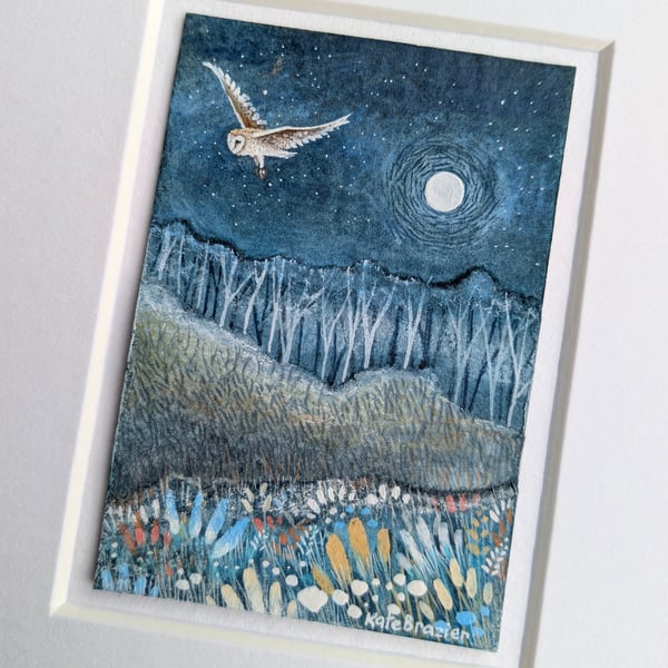 Night Owl - Original miniature. A5 Mounted