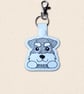 Kawaii Schnauzer Keyring - Embroidered Faux Leather Dog Bag Charm