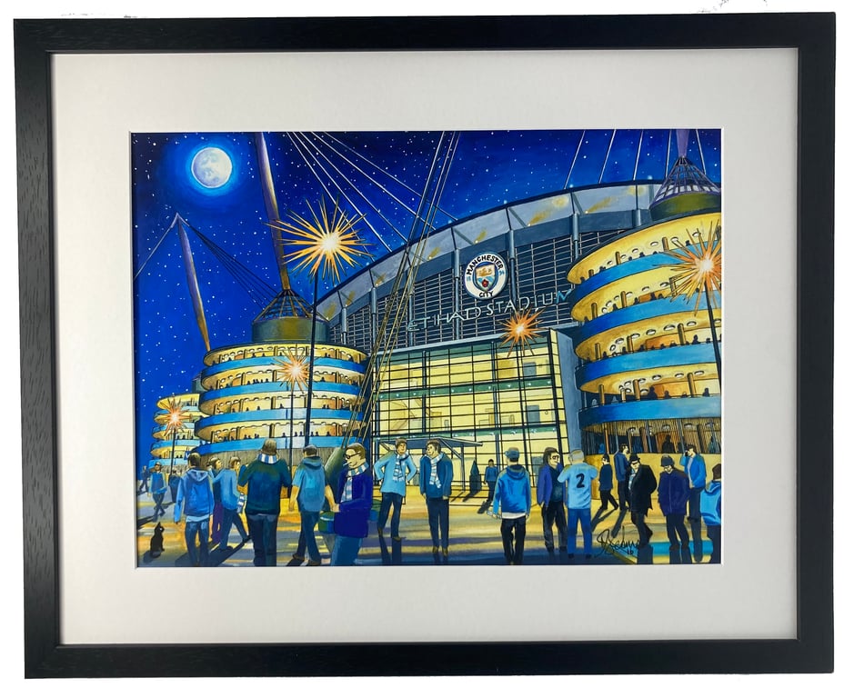Manchester City F.C, Etihad Stadium High Quality Framed Art Print (20" x 16")