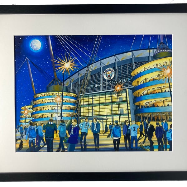 Manchester City F.C, Etihad Stadium High Quality Framed Art Print (20" x 16")
