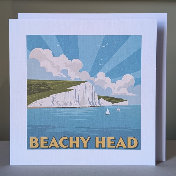 Beachy Head Cliffs & Seven Sister Greeting Card - Blank Inside