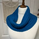 Vibrant Aqua Blue chunky knit large cowl neckwarmer 76 cms x 18cms
