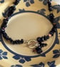 Blue goldstone and rainbow hematite chip necklace 