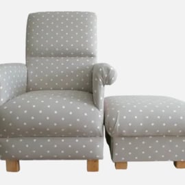 Polka Dots Armchair Adult Chair Clarke Dotty Spot Taupe Fabric Accent Small