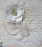 Regency Penny Blossom – Ivory Rose & Feather Hair or Bonnet Clip