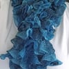 Blue frilly scarf with glitter