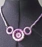 Dorset Button & Kumihimo Braid Statement Necklace, Lilac, Purple, White - Image 1