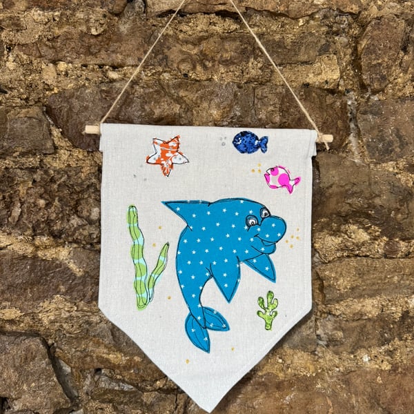 Handmade Under the Sea Wall Pennant - Dolphin & Sea Creatures Theme 