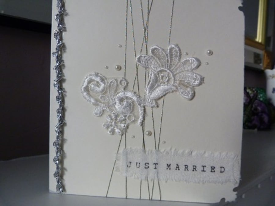 Just Married Lace Wedding Card