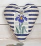 IRIS FABRIC HEART DECORATION - indigo stripes - Image 4