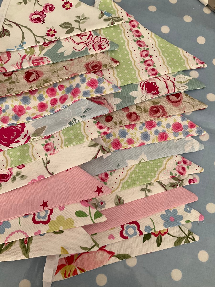 Spring fabric bunting, cotton fabric bunting 