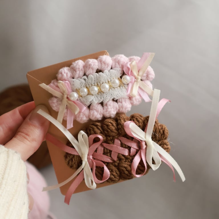 Pink Truffle - Handmade crochet Hairclips
