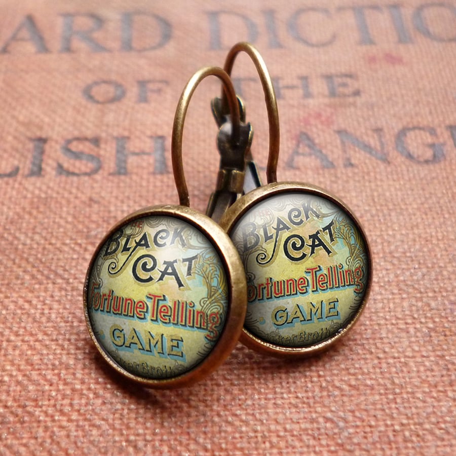 Black Cat Leverback Earrings (DJ05)