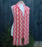 Crochet Stripey Scarf in Peach and Watermelon - Image 5