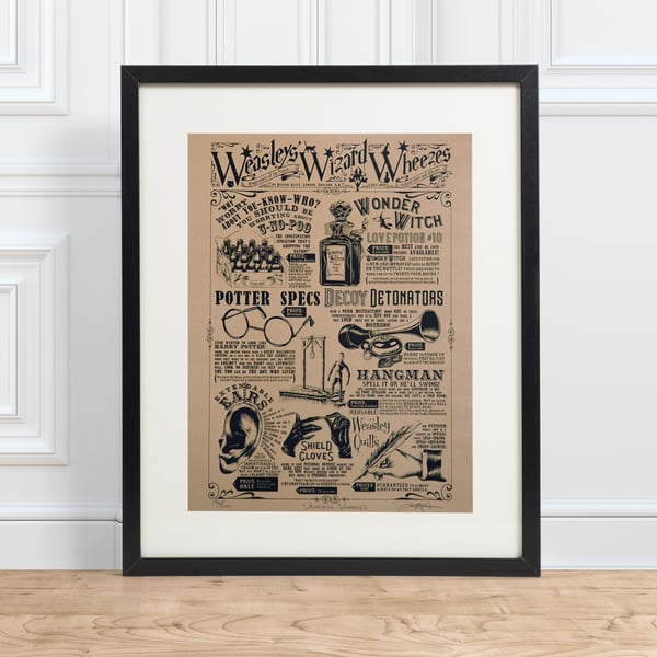 A3 size Harry Potter Weasley's Wheezes Hand Pulled Limited Edition Screen Print