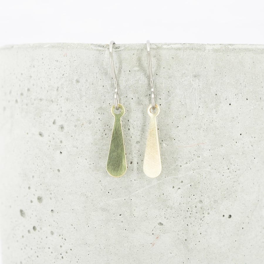 Hypoallergenic titanium ear wires - Brass stem dangle earrings - Delicate small 