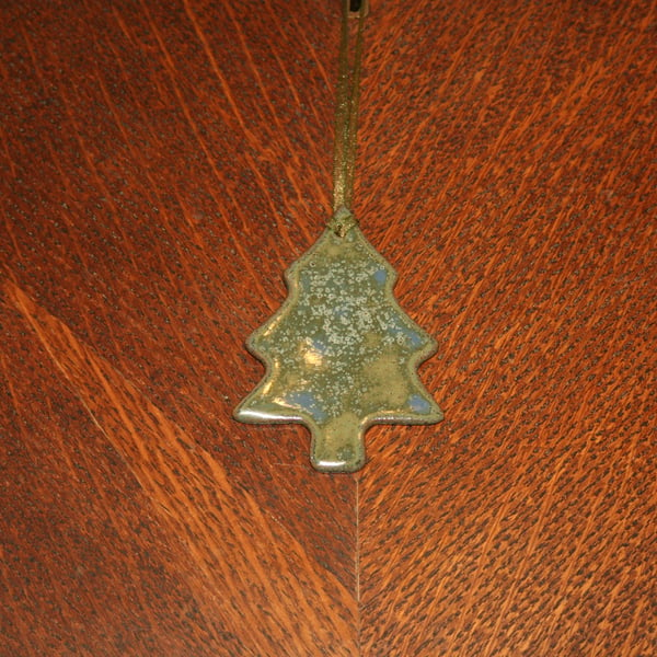 Christmas tree stoneware ceramic green hanging decoration & gift tags