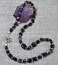 Blue Goldstone and Pink Magatama Bead Necklace - Image 1
