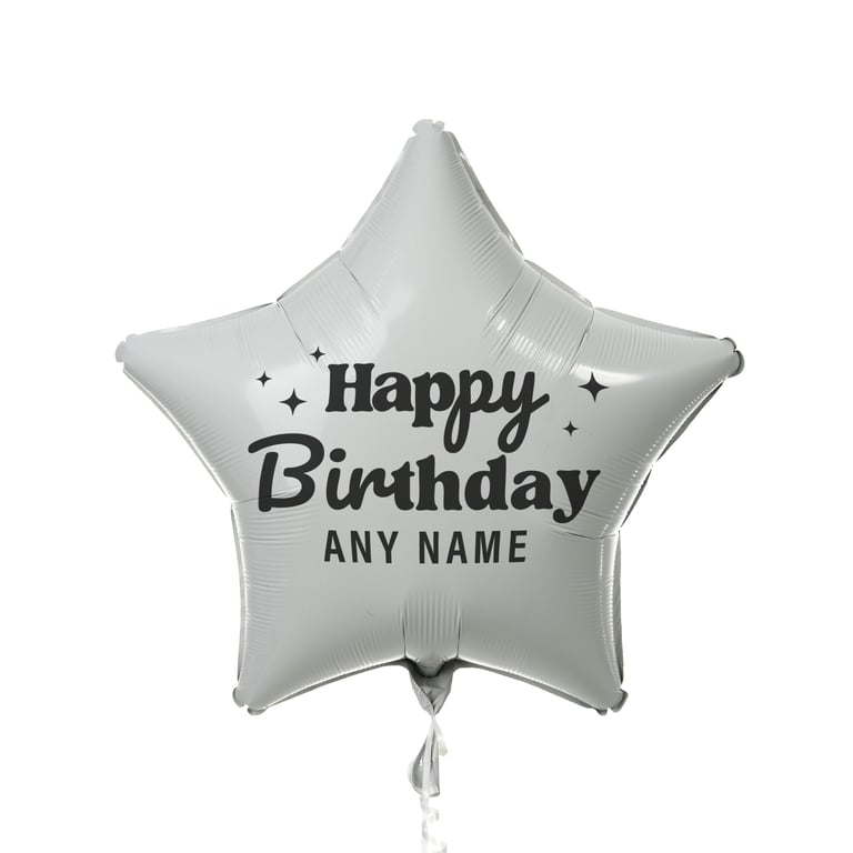Personalised Birthday Balloon Sticker - Stars: Custom Name - DIY Party Decor
