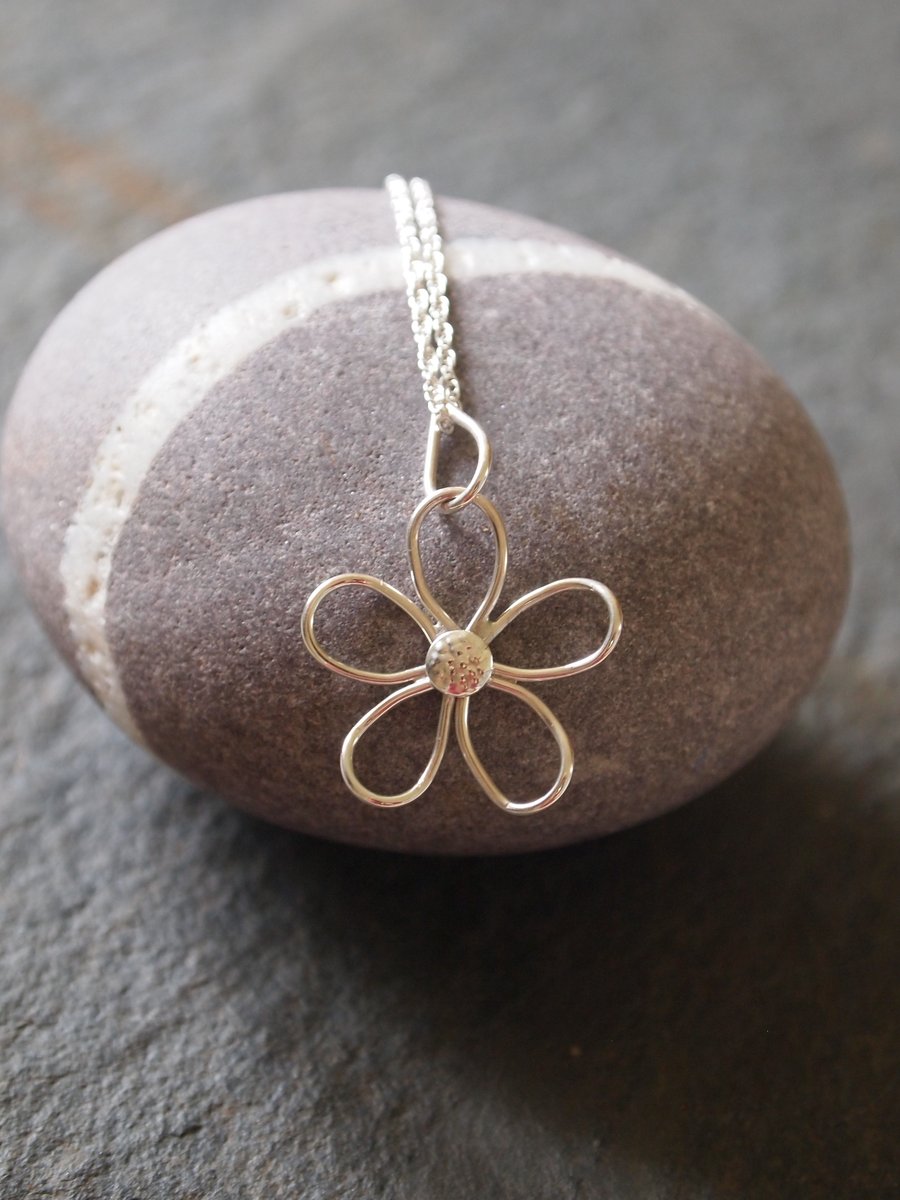 Sterling Silver Flower Necklace