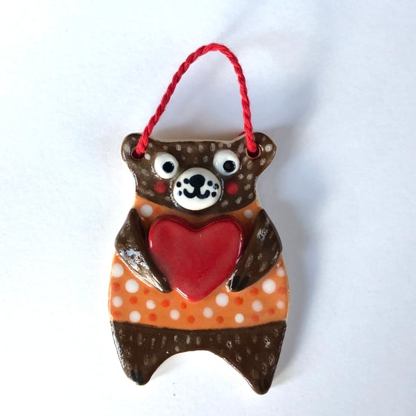 BEAR HUGS-HANGING HANDMADE CERAMIC BEARS