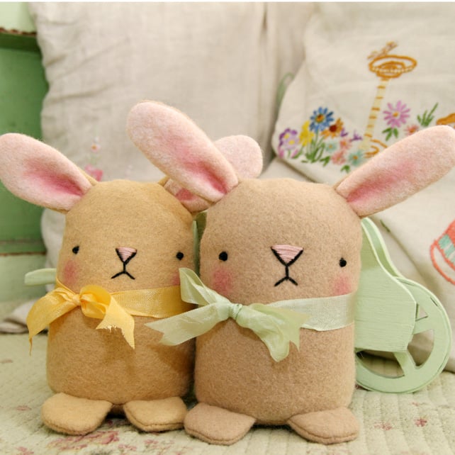 Cute biscuit colour wool felt Easter bunny rabbit - Folksy