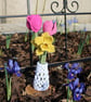 Handmade macrame tulips and daffodil flowers in upcycled vase - Image 7