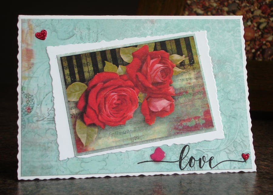 Love handmade card for anniversary, Valentine's Day