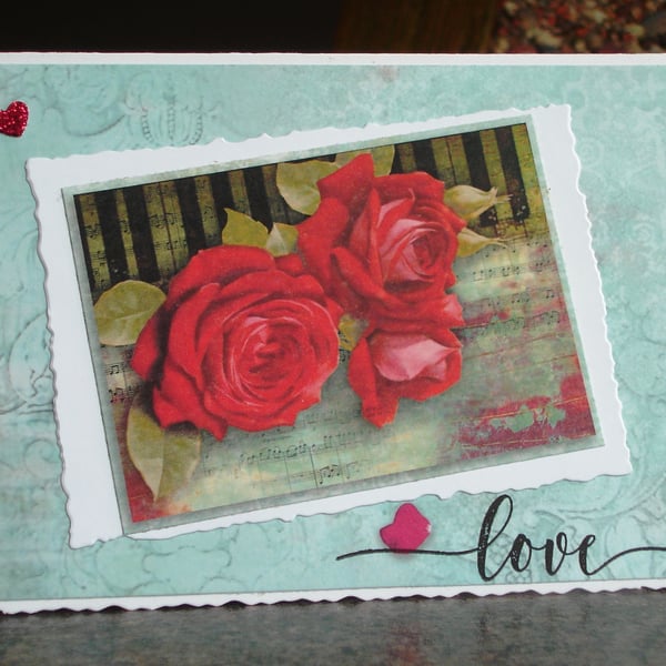 Love handmade card for anniversary, Valentine's Day