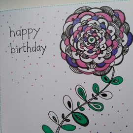 Futuristic camelia birthday card