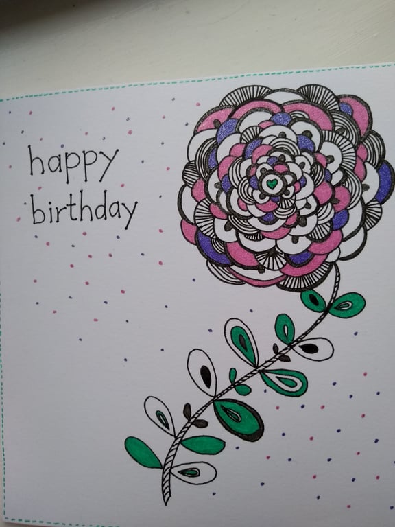 Futuristic camelia birthday card