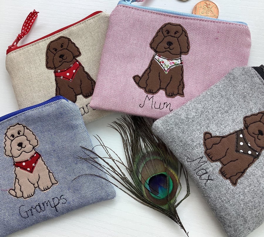 Personalised Cockapoo Purse - Custom Labradoodle Cavapoo Poodle Wallet or Pouch 
