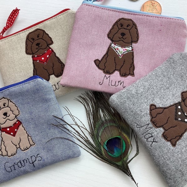 Personalised Cockapoo Purse - Custom Labradoodle Cavapoo Poodle Wallet or Pouch 