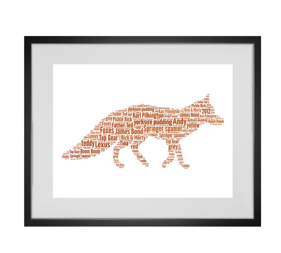 Personalised Fox Design Word Art Gifts 
