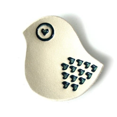 Love bird bowl in teal blue ceramic pottery Gift for her under 20