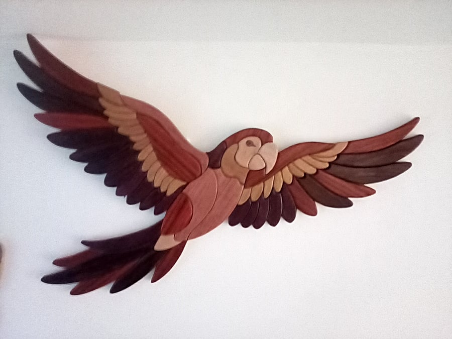 Parrot wooden wall plaque