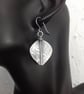 Large silver leaf spear earrings - Image 5